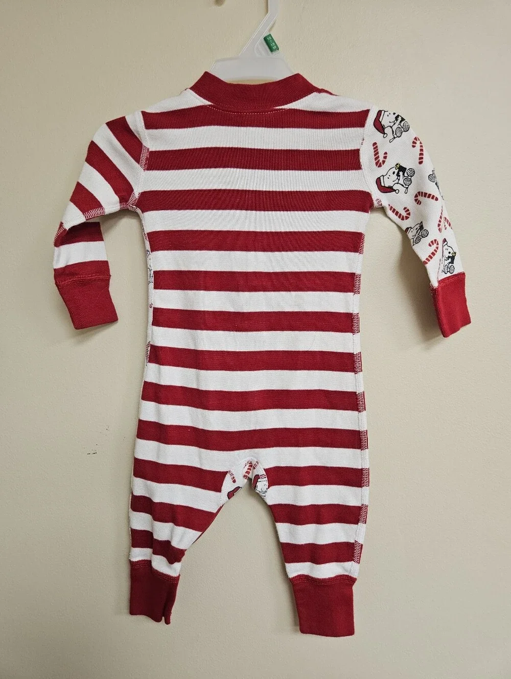 Hanna Andersson Snoopy Peanuts Baby Candy Cane Christmas Zip Sleeper 3-6M Cotton